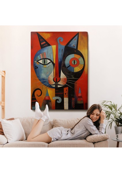 Pablo Picasso Tarzı - Soyut Renkli Kedi TABLO-7371