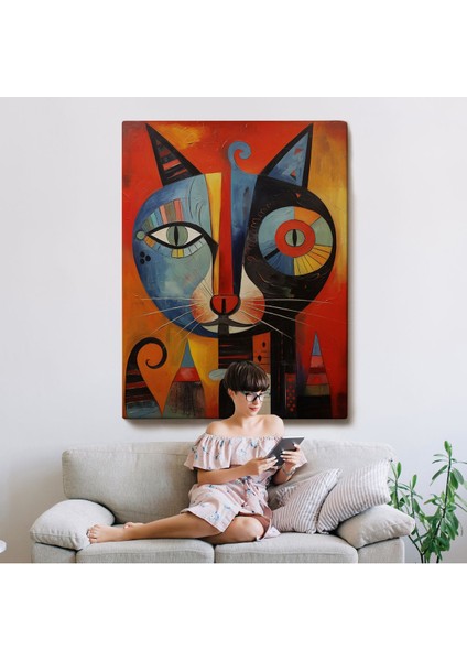 Pablo Picasso Tarzı - Soyut Renkli Kedi TABLO-7371