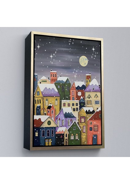 Çerçeveli Londrada Kış Gecesi Dekoaratif Duvar TABLOSU-6145