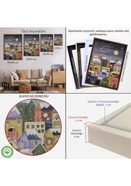 Çerçeveli Londrada Kış Gecesi Dekoaratif Duvar TABLOSU-6145 indirimleri