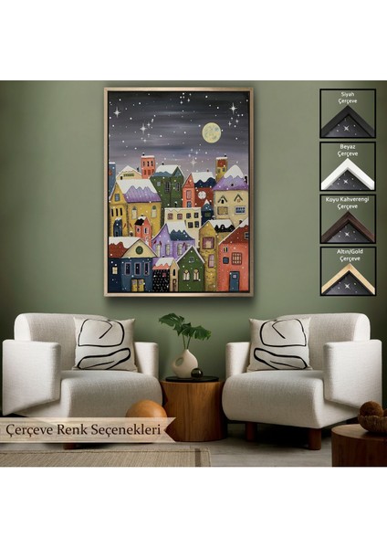 Çerçeveli Londrada Kış Gecesi Dekoaratif Duvar TABLOSU-6145