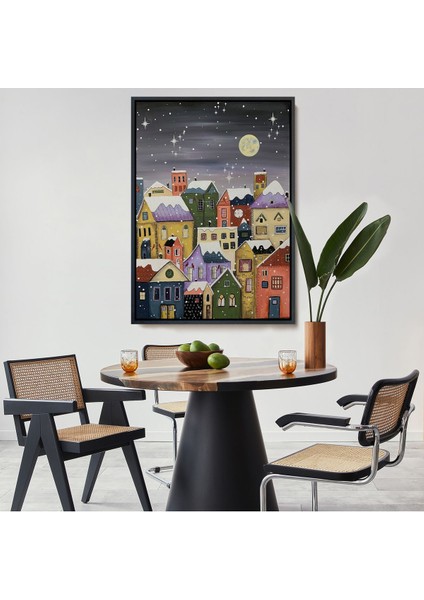 Çerçeveli Londrada Kış Gecesi Dekoaratif Duvar TABLOSU-6145