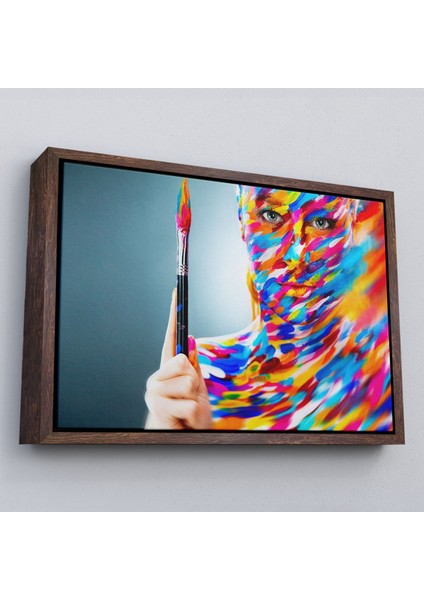 Çerçeveli Sanatçı Kadın Dekoratif Kanvas Duvar TABLOSU-3455