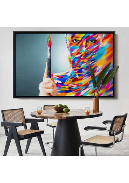 Çerçeveli Sanatçı Kadın Dekoratif Kanvas Duvar TABLOSU-3455