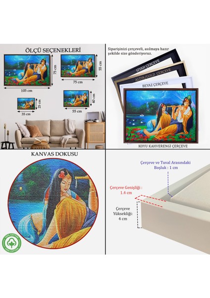 Çerçeveli Hindistanlı Aşıklar Dekoratif Duvar TABLOSU-3472 indirimleri