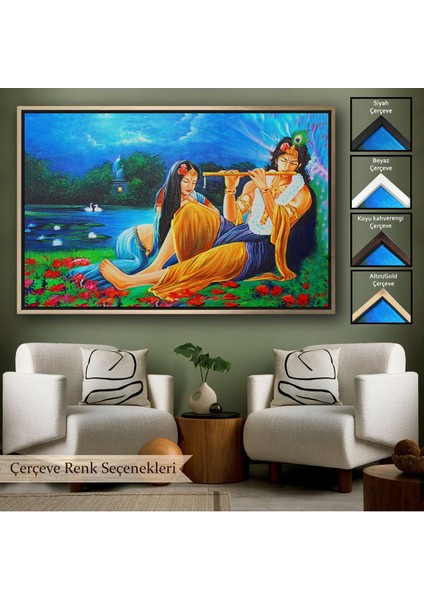 Çerçeveli Hindistanlı Aşıklar Dekoratif Duvar TABLOSU-3472