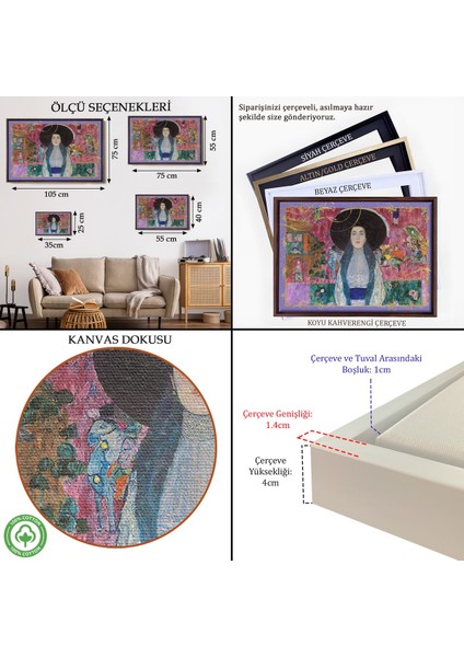 Çerçeveli Gustav Klimt - Adele Bloch TABLO-7086 indirimleri