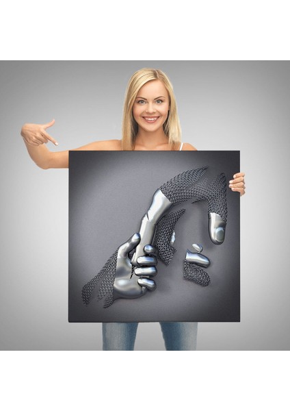 Metalik Efektli 3D Kanvas Poster, Modern Duvar Dekoru, Gümüş Kanvas TABLO-5357 modelleri