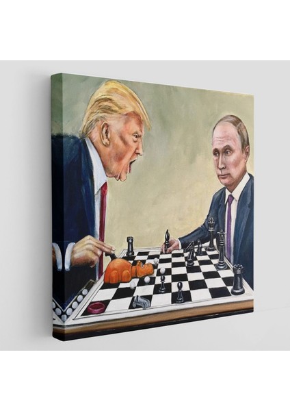Donald Trump - Vladimir Putin Santranç Oynarken TABLOSU-8316