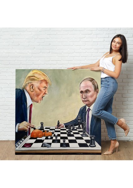 Donald Trump - Vladimir Putin Santranç Oynarken TABLOSU-8316 fiyatları