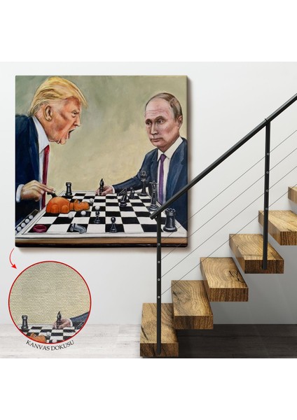 Donald Trump - Vladimir Putin Santranç Oynarken TABLOSU-8316 fırsatları