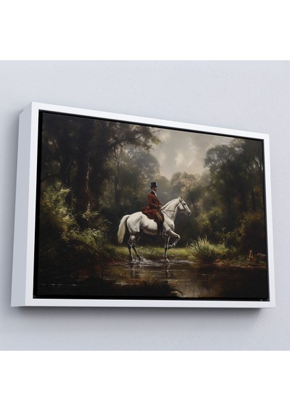 Çerçeveli Beyaz At Üzerinde Soylu TABLOSU-7024