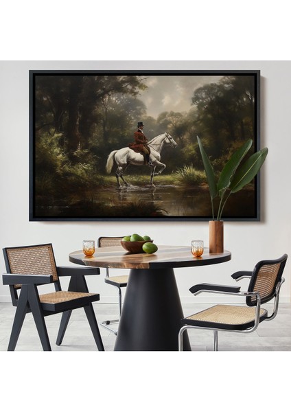 Çerçeveli Beyaz At Üzerinde Soylu TABLOSU-7024