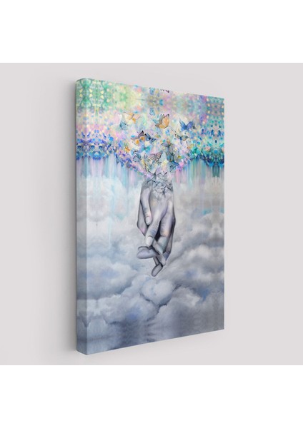 Sürrealist Kadın ve Erkek Elleri Yağlıboya Görünüm Dekoratif Kanvas Duvar TABLOSU-5951