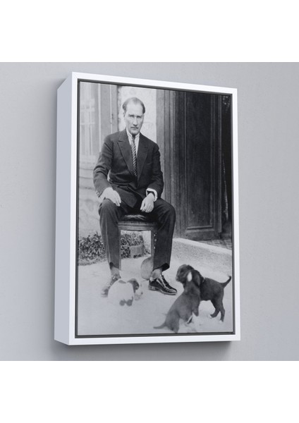 Çerçeveli Atatürk Portre Tablosu Mustafa Kemal Atatürk Dikdörtgen Dekoratif Kanvas Tablo-55
