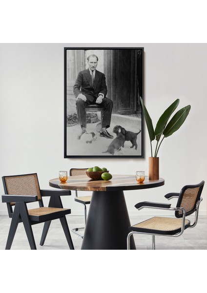 Çerçeveli Atatürk Portre Tablosu Mustafa Kemal Atatürk Dikdörtgen Dekoratif Kanvas Tablo-55