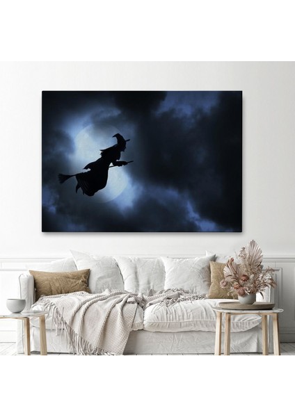Süpürgede Uçan Cadı, Cadılar Bayramı Dekoratif Duvar TABLOSU-5202 (Tek Parça) fiyatları