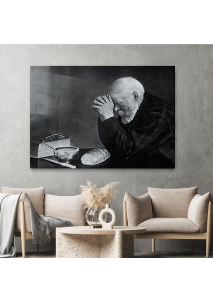Eric Enstrom Grace Adam Ekmek Üzerinde Dua Ediyor Kanvas Tablo, Siyah Beyaz BASKI-5394 fiyatları