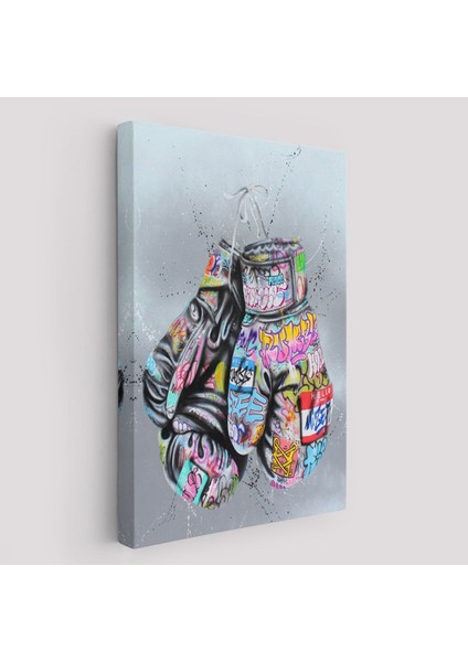 Boks Eldivenleri Kanvas Tablo, Renkli Banksy Sokak Graffiti Kanvas TABLO-5320