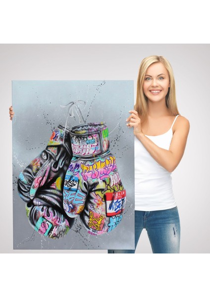 Boks Eldivenleri Kanvas Tablo, Renkli Banksy Sokak Graffiti Kanvas TABLO-5320 modelleri