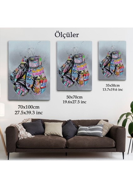 Boks Eldivenleri Kanvas Tablo, Renkli Banksy Sokak Graffiti Kanvas TABLO-5320