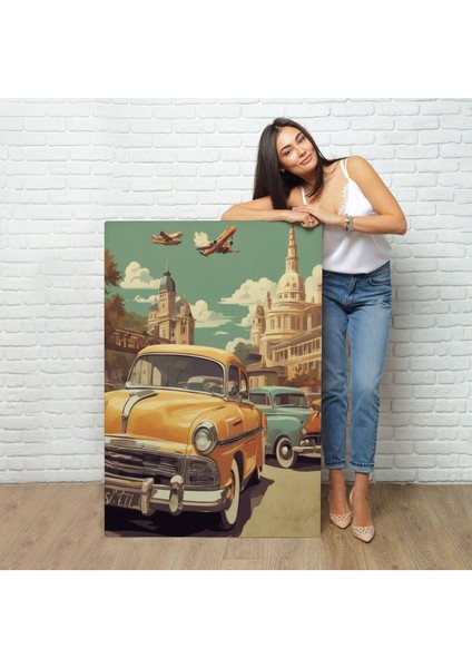 Sarı Klasik Araba TABLOSU-8066 fiyatları