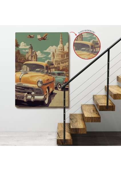 Sarı Klasik Araba TABLOSU-8066 fırsatları