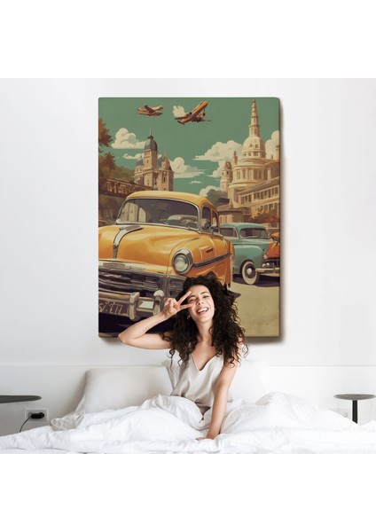 Sarı Klasik Araba TABLOSU-8066