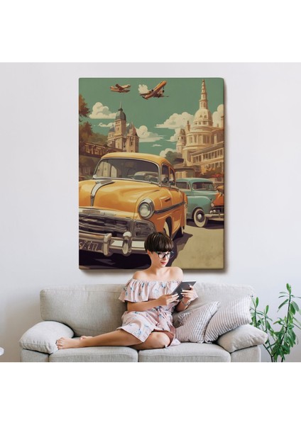 Sarı Klasik Araba TABLOSU-8066