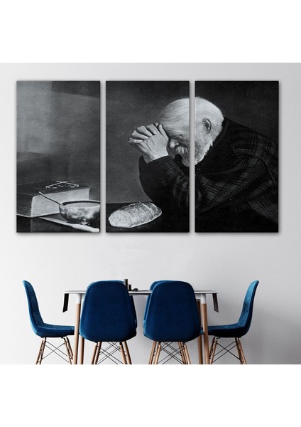 Eric Enstrom Grace Adam Ekmek Üzerinde Dua Ediyor Kanvas Tablo, Siyah Beyaz BASKI-5394 modelleri