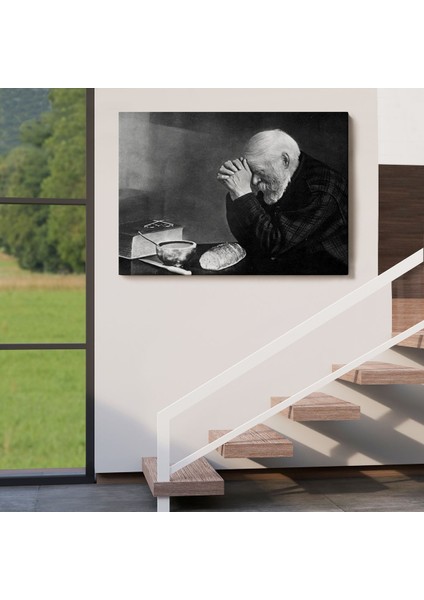 Eric Enstrom Grace Adam Ekmek Üzerinde Dua Ediyor Kanvas Tablo, Siyah Beyaz BASKI-5394 indirimleri