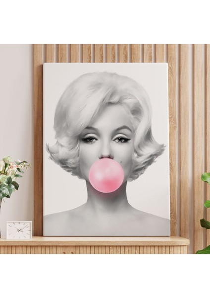 Marilyn Monroe Pembe Kabarcık Sakızlı Dekoratif Kanvas TABLO-5108-3