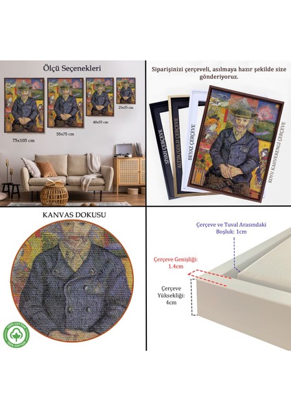 Çerçeveli Vincent Van Gogh - Père Tanguy’un Portresi TABLO-7459 indirimleri