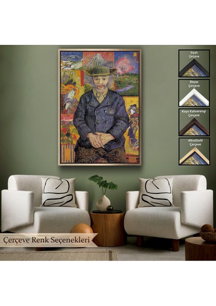 Çerçeveli Vincent Van Gogh - Père Tanguy’un Portresi TABLO-7459