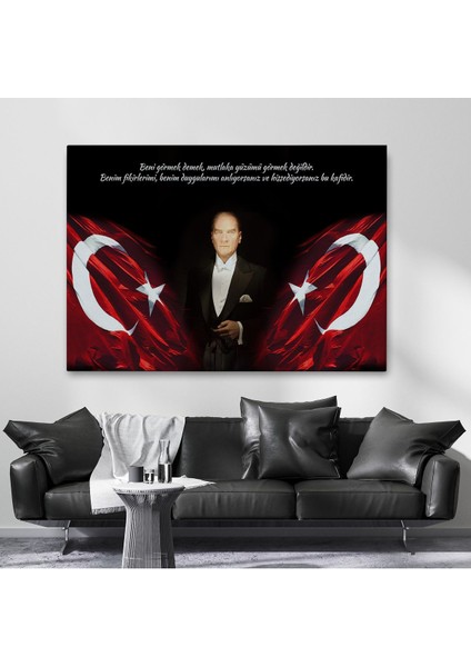 Beni Görmek Demek, Mutlaka Yüzümü Görmek Demek Değilidir Yazılı Atatürk TABLOSU-5075 fiyatları