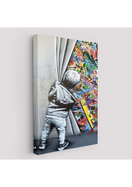 Bansky Tarzı Sokak Sanatı Dekoratif Duvar Tablosu -6168