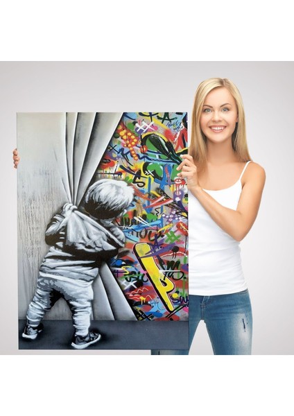 Bansky Tarzı Sokak Sanatı Dekoratif Duvar Tablosu -6168 modelleri