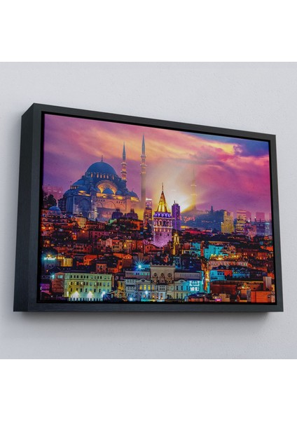 Çerçeveli Galata Kulesi Sultan Ahmet Camii ve Şehir Manzara TABLOSU-6514