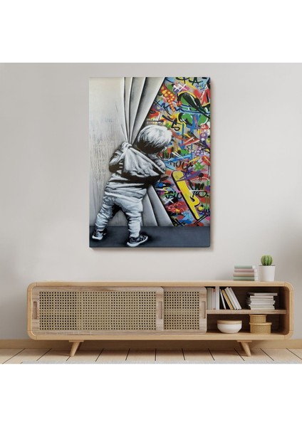 Bansky Tarzı Sokak Sanatı Dekoratif Duvar Tablosu -6168