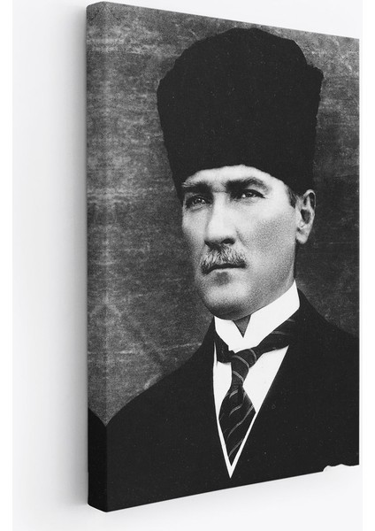 Atatürk Portre Tablosu Mustafa Kemal Atatürk Dikdörtgen Dekoratif Kanvas Tablo-Cj-60