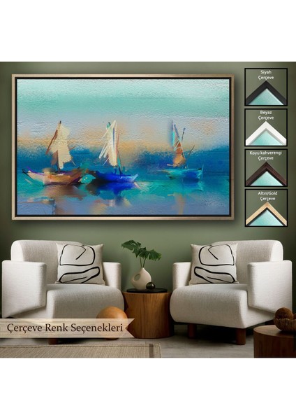 Çerçeveli Soyut Modern Sanat Yağlıboya Görünüm Dekoratif Kanvas Duvar TABLOSU-3589