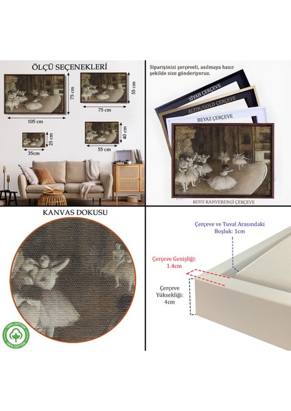 Çerçeveli Edgar Degas - Sahnede Bale Prova TABLOSU-7053 indirimleri
