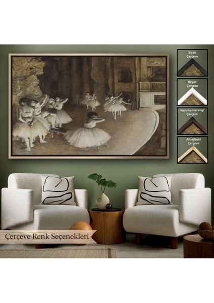 Çerçeveli Edgar Degas - Sahnede Bale Prova TABLOSU-7053