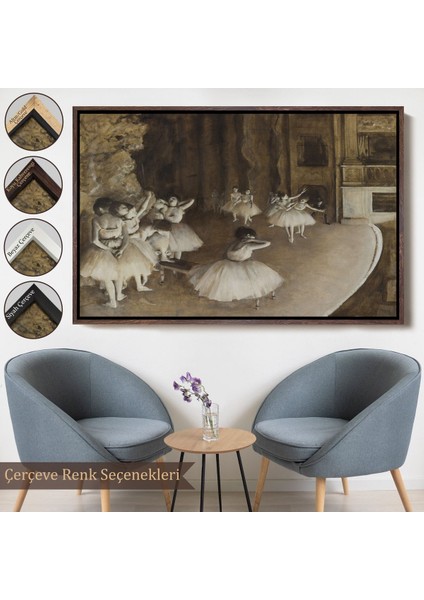Çerçeveli Edgar Degas - Sahnede Bale Prova TABLOSU-7053
