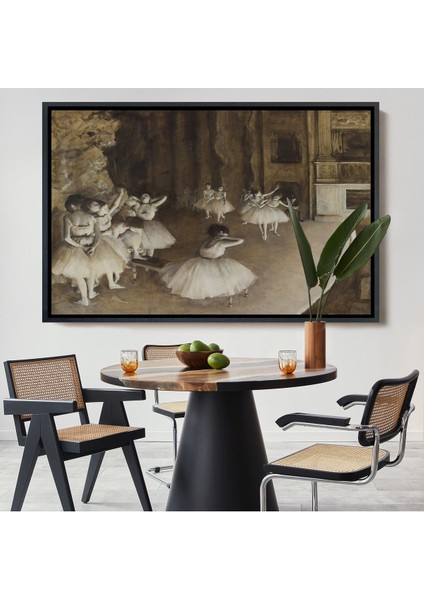 Çerçeveli Edgar Degas - Sahnede Bale Prova TABLOSU-7053