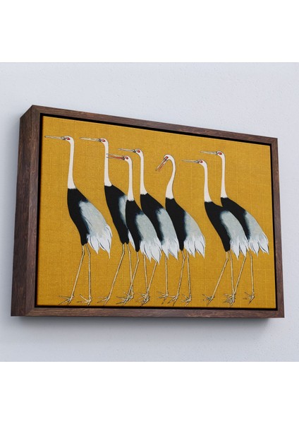 Çerçeveli Ogata Korin - Güzel Japon Kırmızı Taçlı Turna Sürüsü TABLO-7106