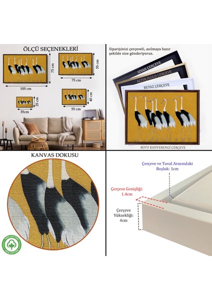 Çerçeveli Ogata Korin - Güzel Japon Kırmızı Taçlı Turna Sürüsü TABLO-7106 indirimleri