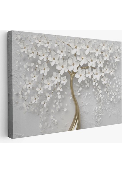 Beyaz Gelincik Ağacı Dekoratif Kanvas Duvar TABLOSU-3645