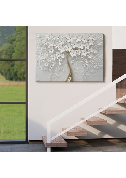 Beyaz Gelincik Ağacı Dekoratif Kanvas Duvar TABLOSU-3645 indirimleri