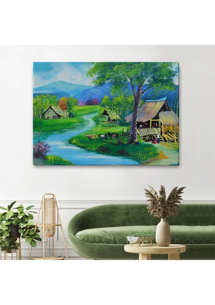 Tayland Taşra Köy Manzarası Duvar TABLOSU-3478 fiyatları